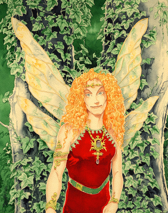 Red Faerie Watercolor